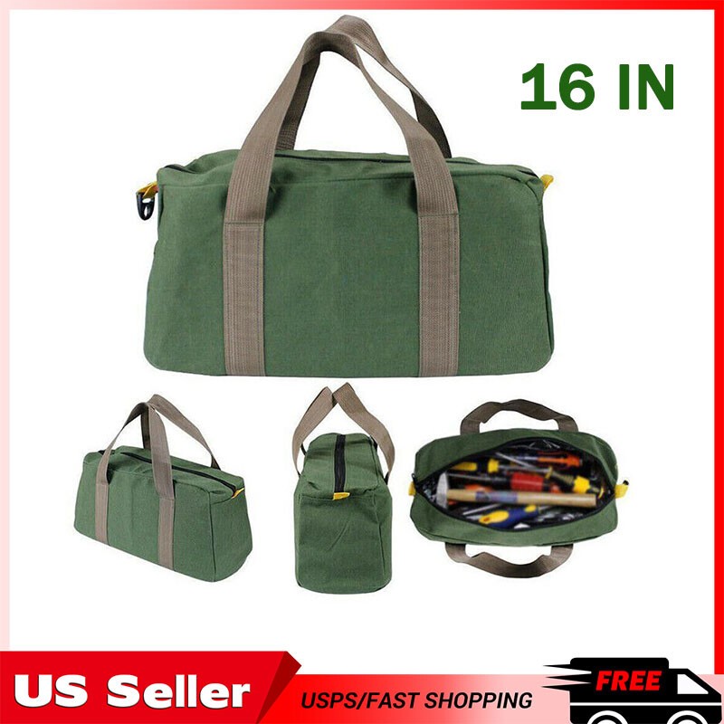 16 Inch Waterproof Tool Bag Portable Storage Toolkit Hand Heavy Case Canvas Duty