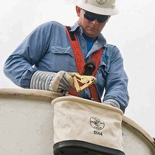 Klein Tools 5144 Canvas Bucket, Aerial Oval Tool Bucket with Black Molded Polypr