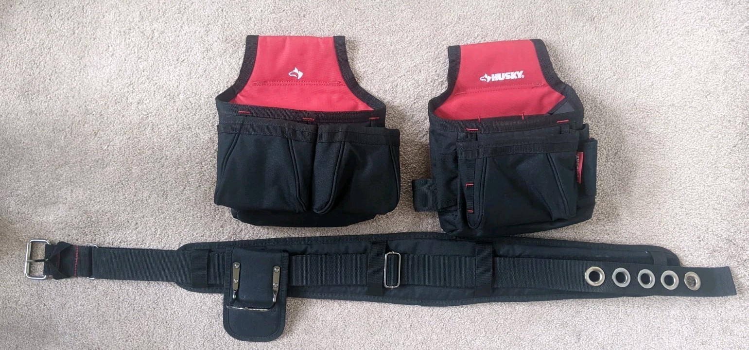 Husky Handyman 2-Bag Work Tool Belt, Carpenter, Construction, HVAC, Electrician