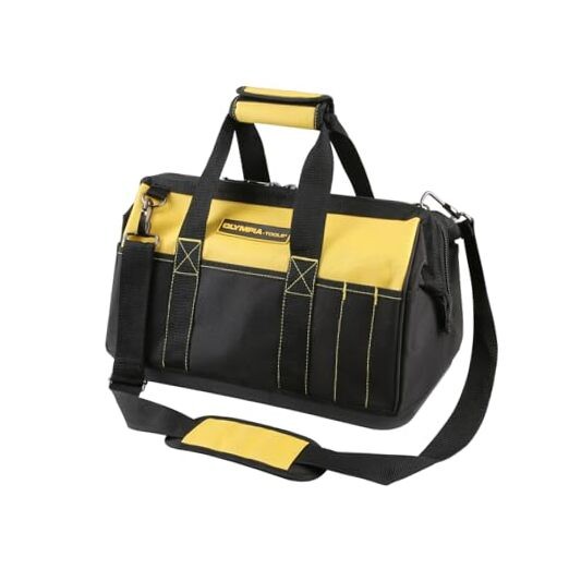 16 Inch Wide Mouth Tool Bag, Tool Tote with Water Proof Molded 16-Inch 16-Inch
