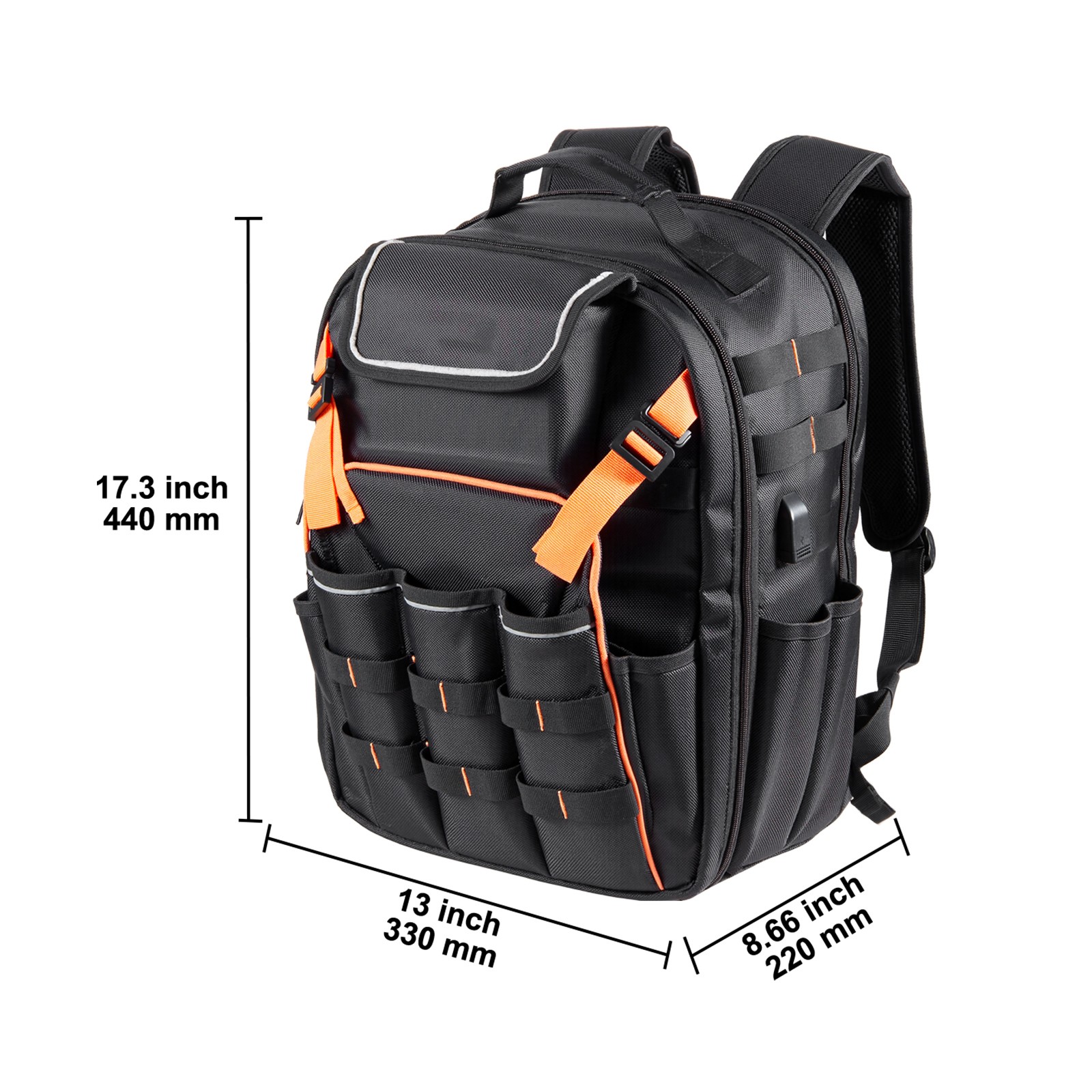 Tool Backpack 45 Pockets Tear-resistant Jobsite Backpack for Electrician