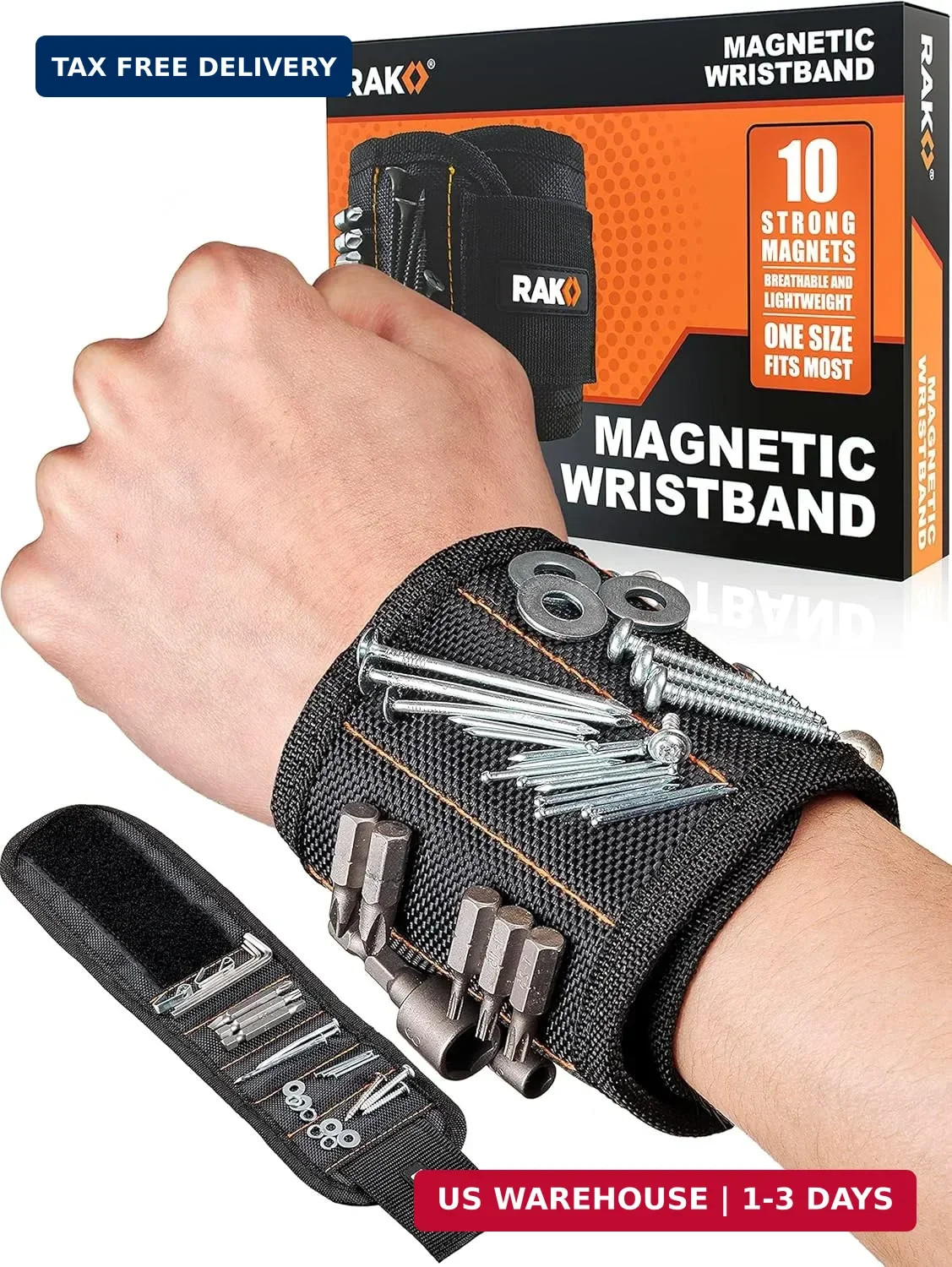 RAK Magnetic Wristband for Tools – Premium Tool Belt for Holding Screws Nails wi