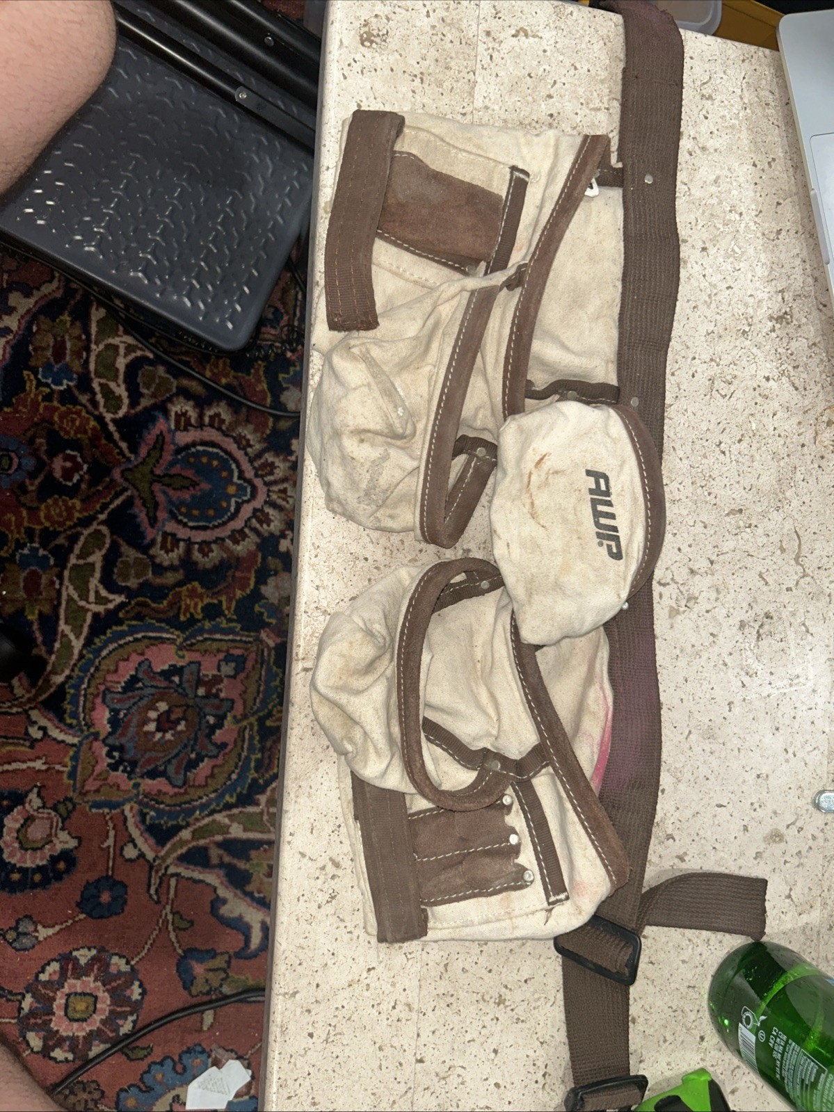 AWP Tool Bag Belt Brown/Cream Canvas/Leather NAIL TOOL APRON