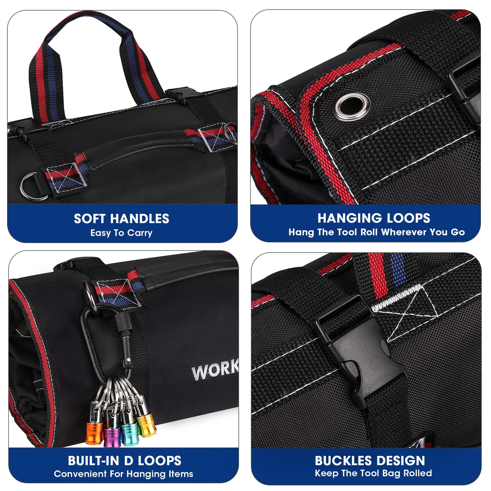 WORKPRO Roll Up Tool Bag, Bag with 22 inches x 14 inches, Black