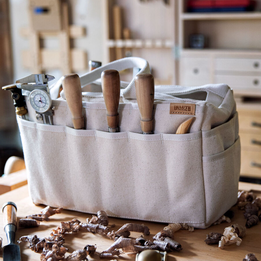 NEW Duluth Trading Makers Rigger’s Tool Bag Heavy Duty Canvas Putty Heather Tote