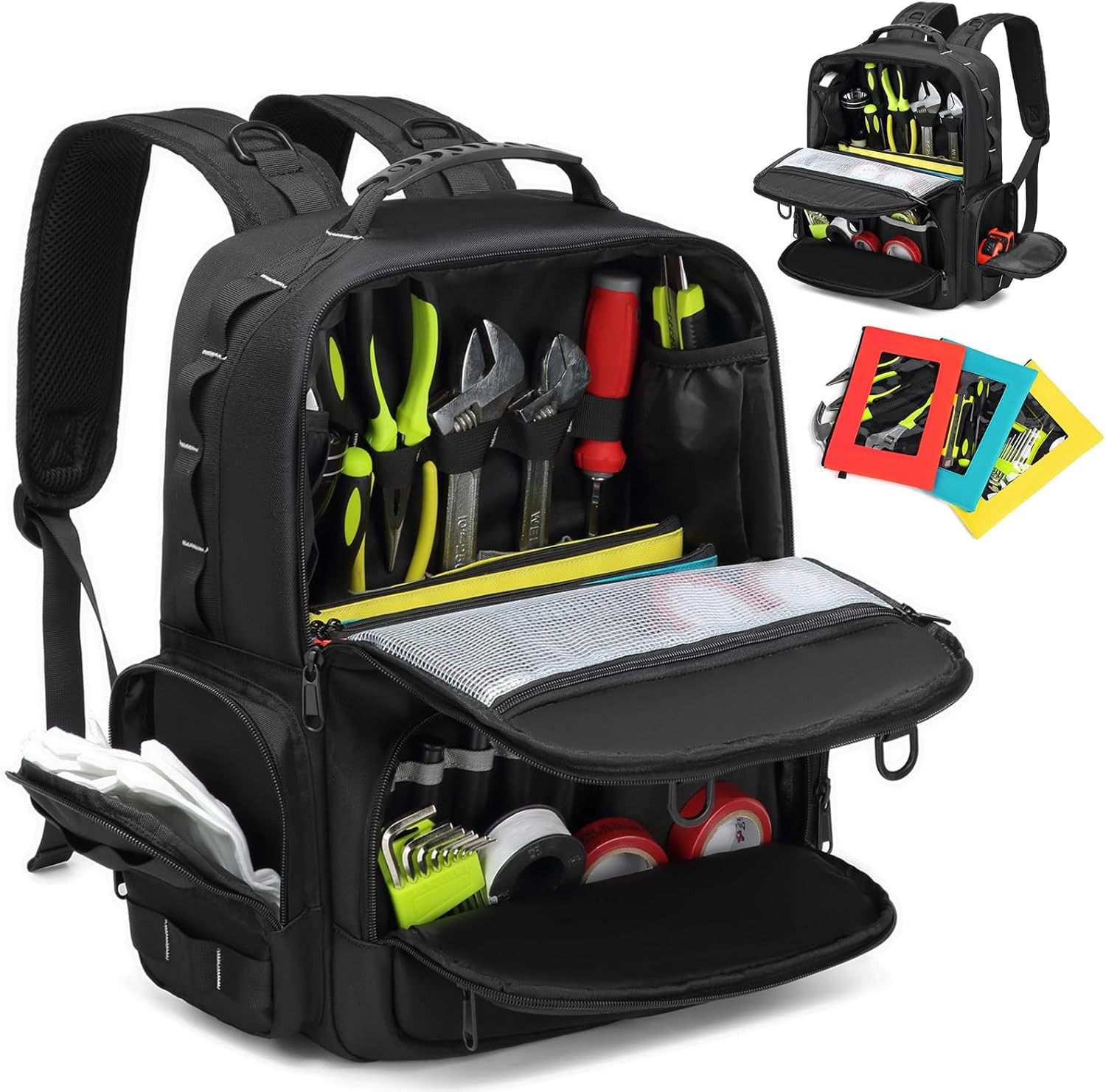 Heavy Duty Tool Backpack for Men – Multi-Pocket Work Bag for Electricians & Tech