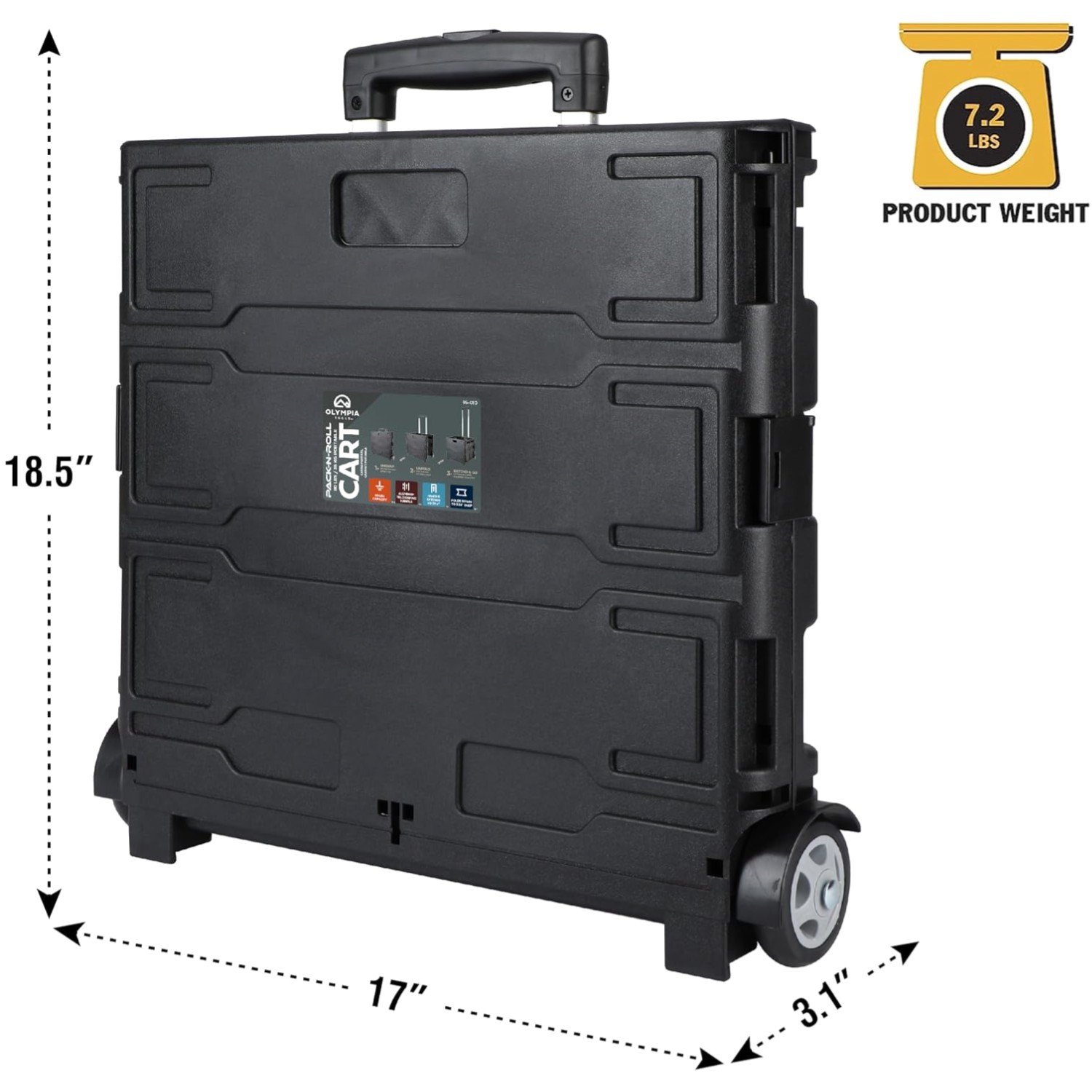 Lightweight Tool Cart with Telescopic Handle, 80 lb Capacity