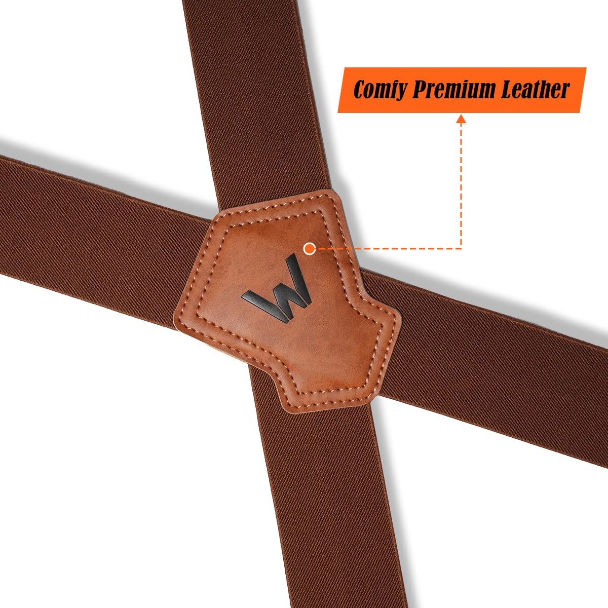 WELKINLAND 2Inch-Wide Work Suspender, Brown-Elastic Suspenders 2-Inch, Brown
