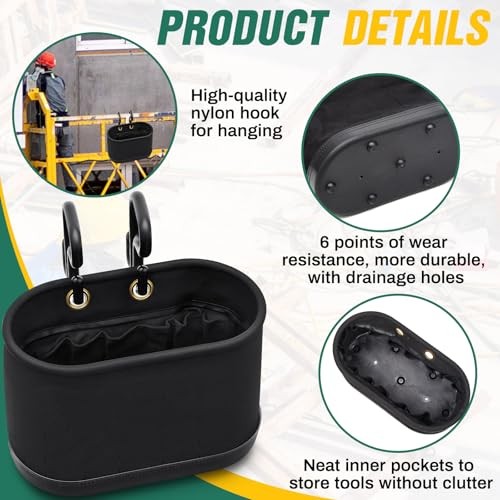 Set Canvas Bucket Bag Including Hooks Aerial Oval Lineman Tool Bucket 1 Black