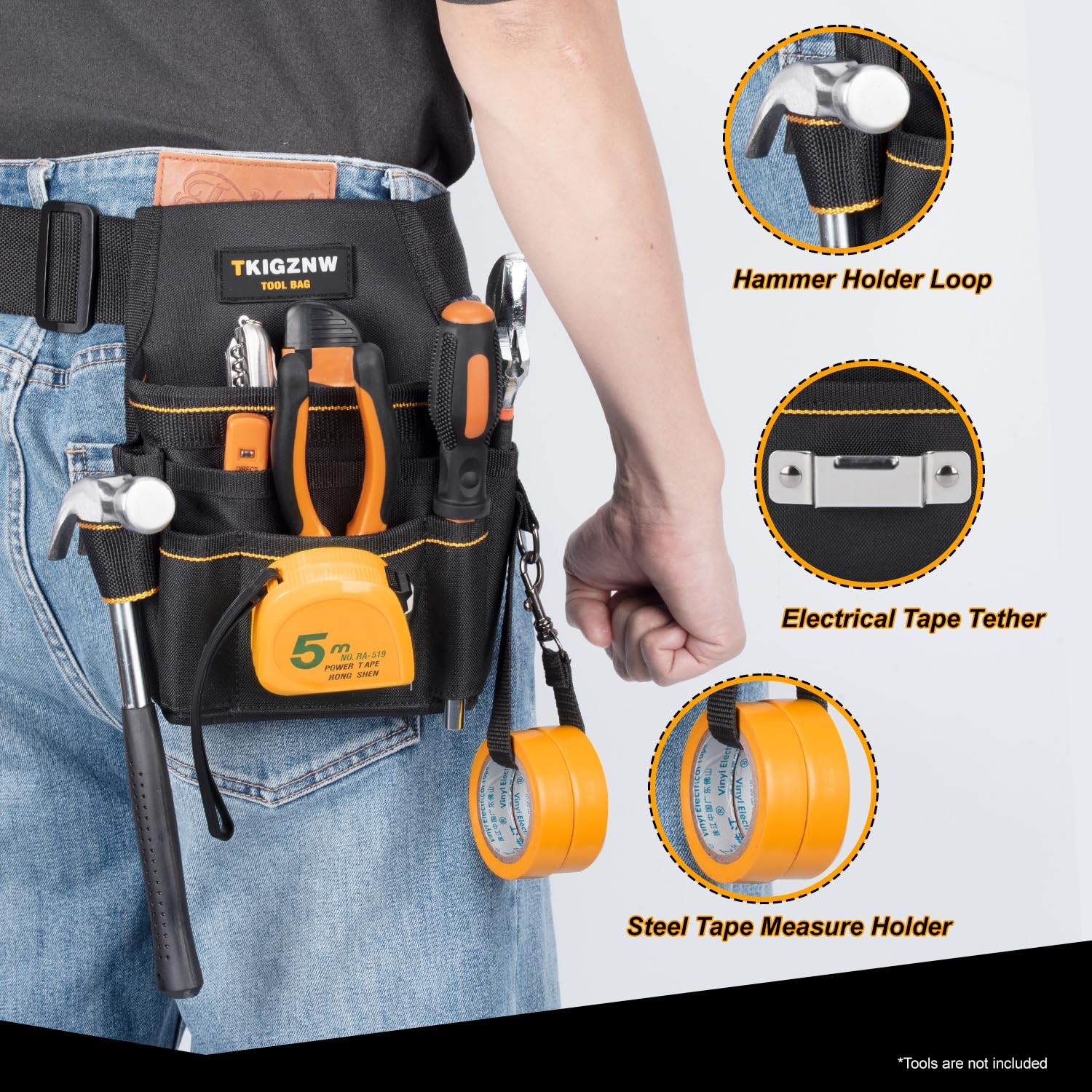 Tool Belt Pouch, Tool Pouch with 18 Pockets, Utility Belt Tear Resistant 900D…
