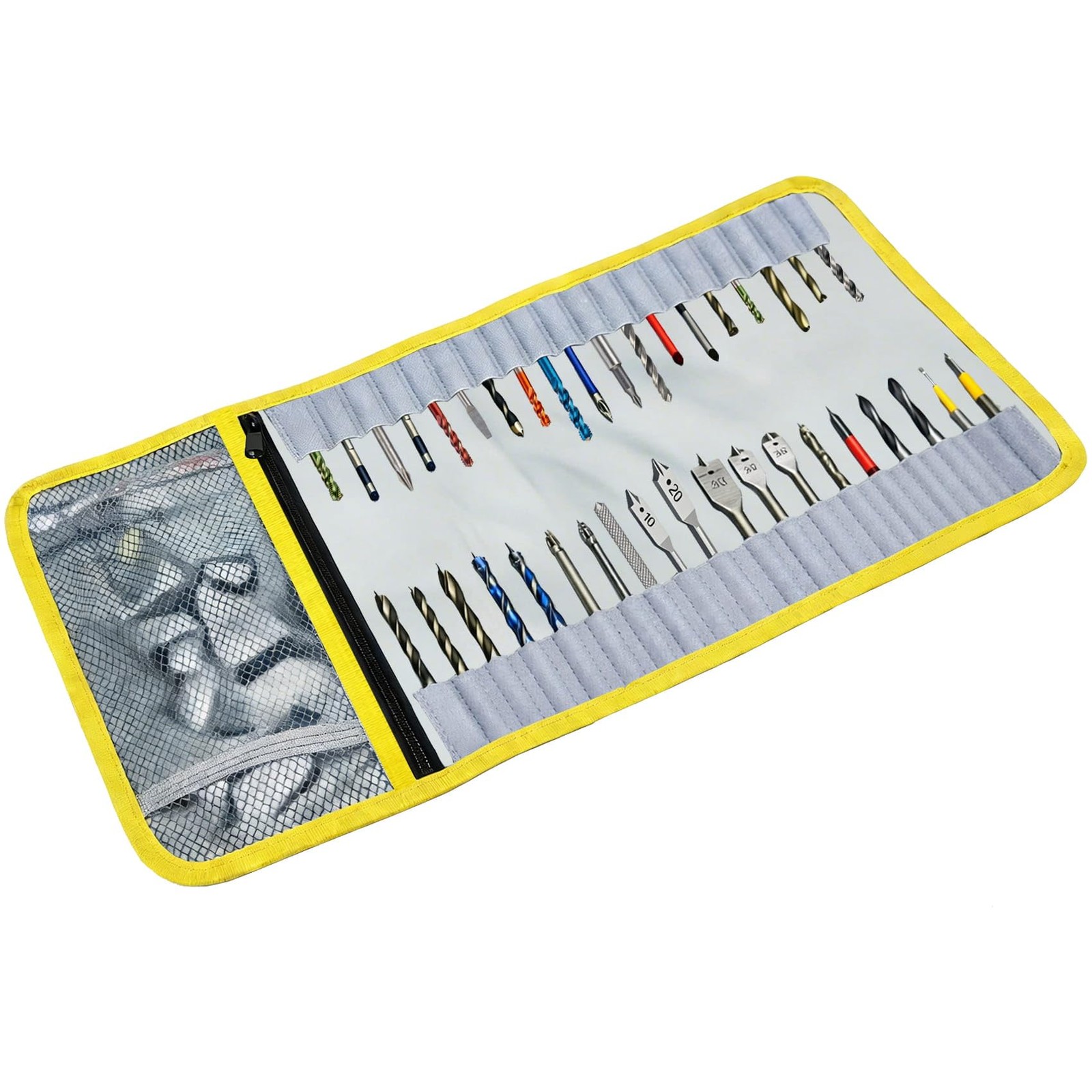 Drill Bit Organizer, Roll Up Storage Organizer Case, Heavy Black