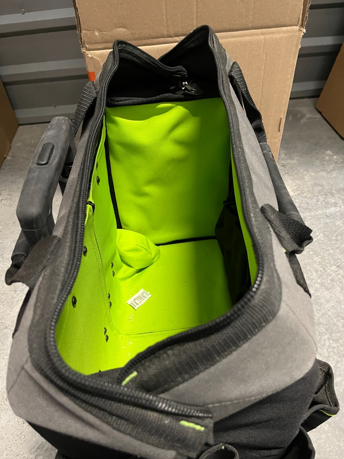 Rolling Tool Bag with Telescoping Rubber Handle and Black/Green – AWP