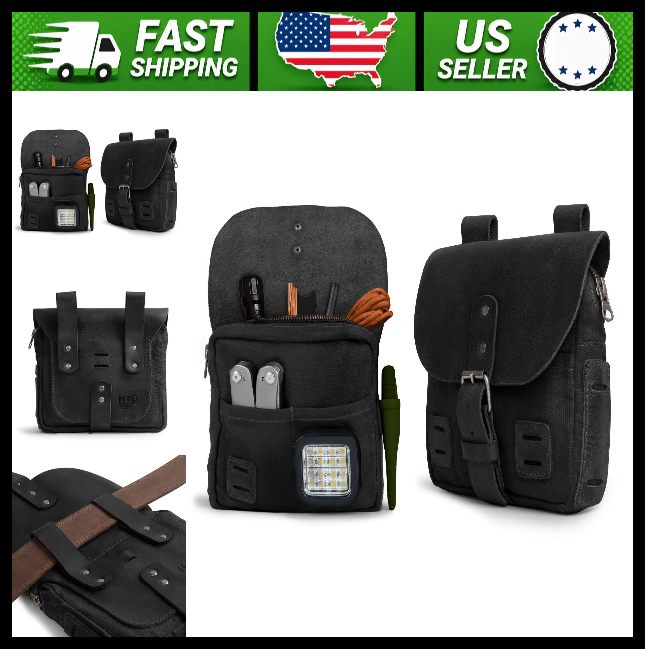 Hide & Drink Waxed Canvas Survival Camping Pouch Belt Loop Tool Bag