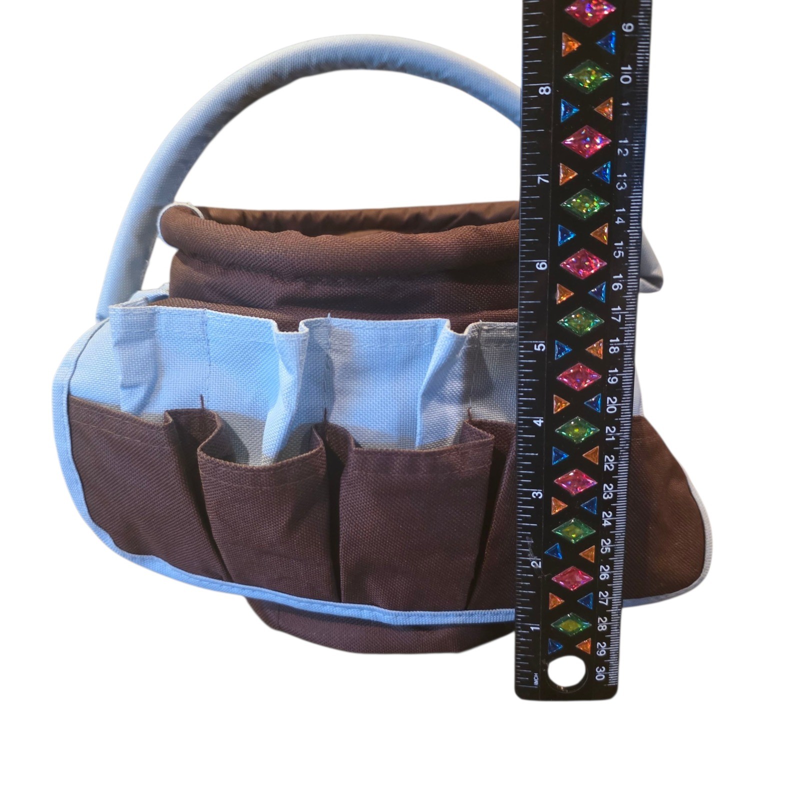 Neatnix Brown Blue Tool Caddy Organizer Bag Pockets Tote Garden Craft Carry