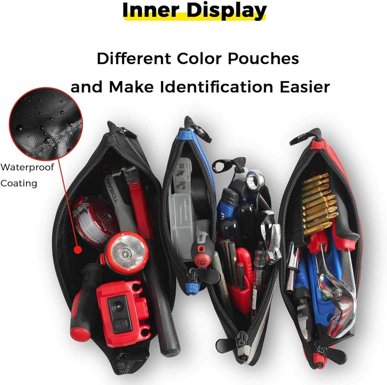 IRONLAND 4 Pack 12.5″ Small Zipper Tool Pouches – Waterproof 1680D Multipurpose