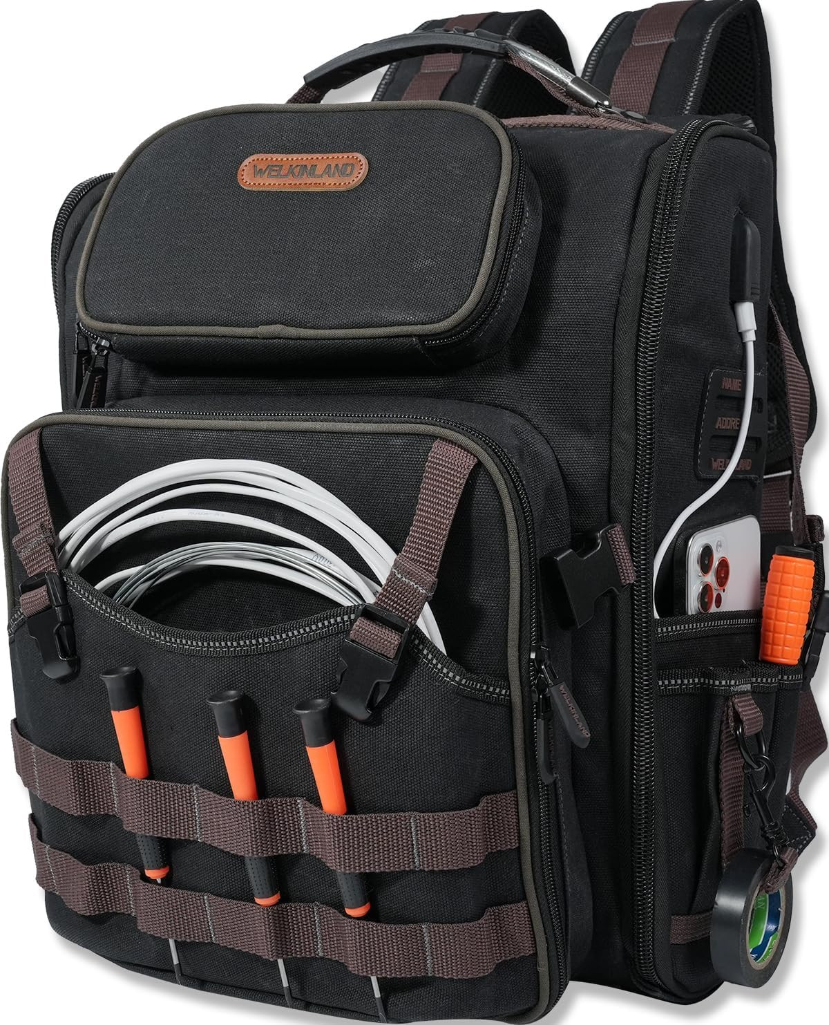 Heavy Duty 46-Pocket Waterproof Electrician Backpack for HVAC & Mechanics