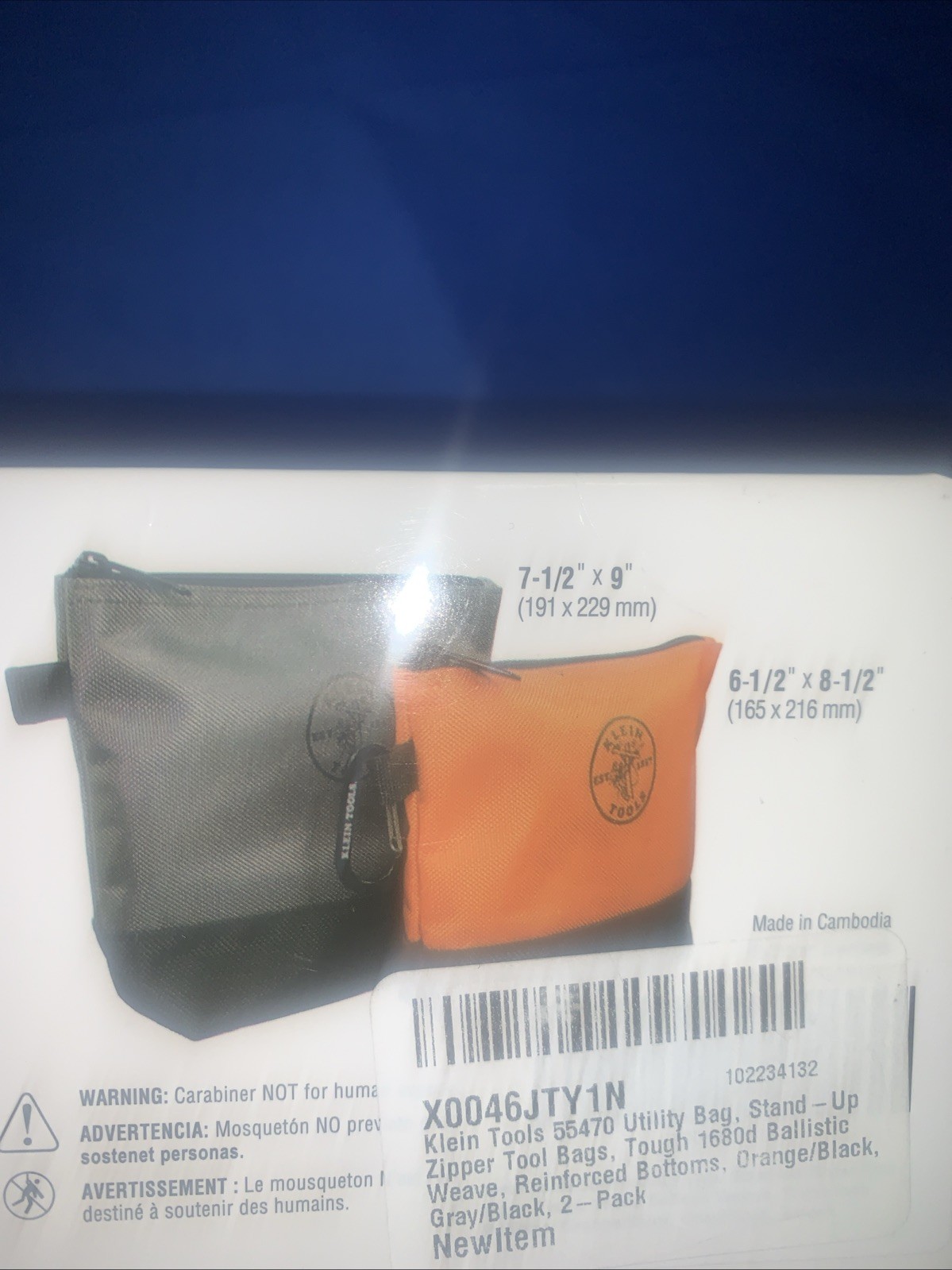 🔥1x Klein Tools Zipper Bag Stand Up Tool Pouch 2-Pack 55470 NEW