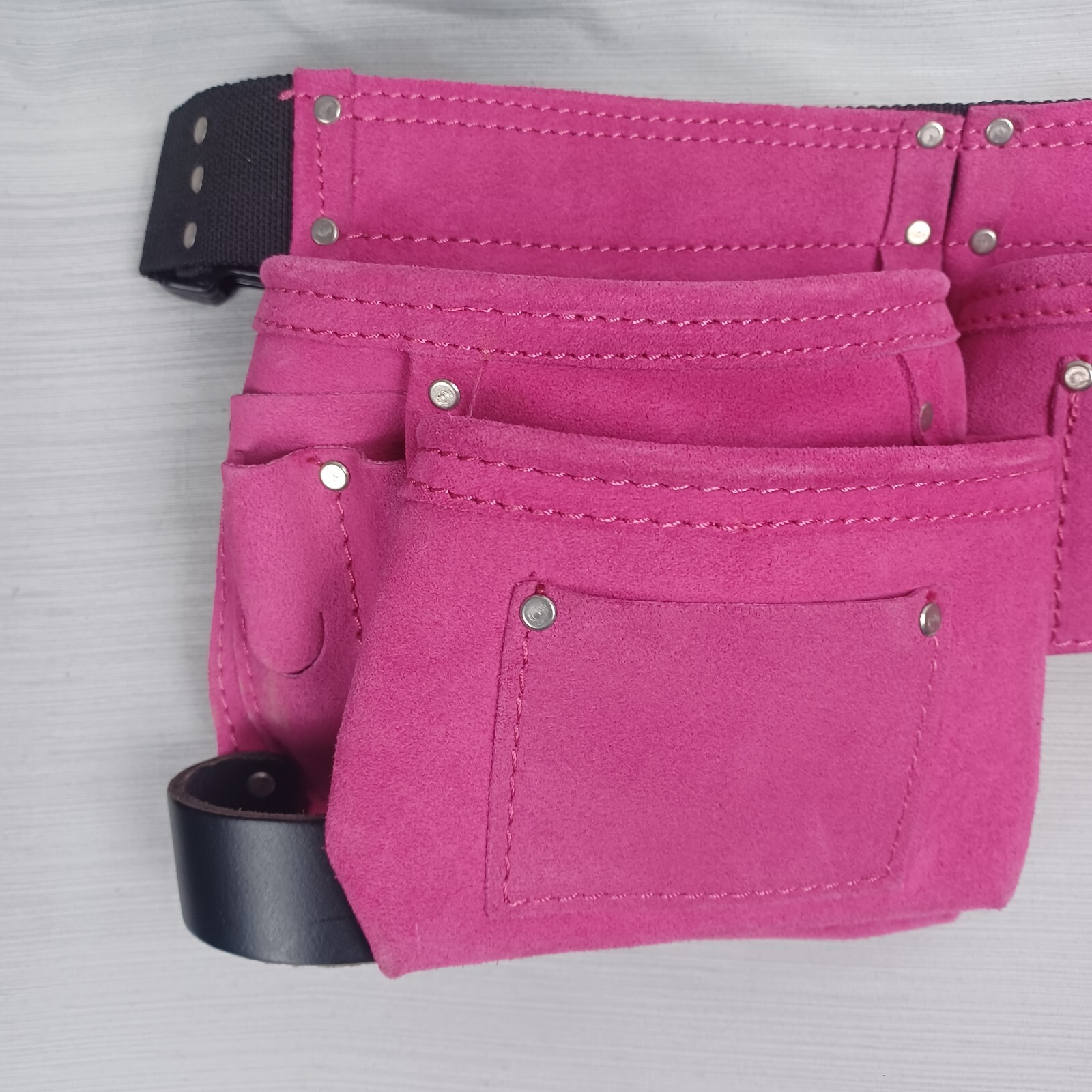 Graintex Pink Suede Leather Tool Belt Pouch 14 Pocket Womens