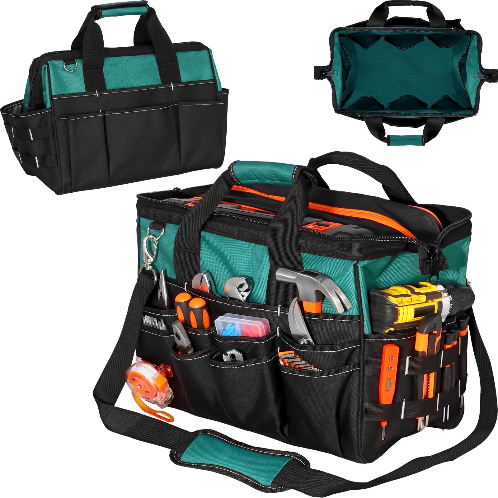 FamilyKit 17-Inch Heavy Duty Tool Bag for Men with 28 Multipurpose Pockets | …
