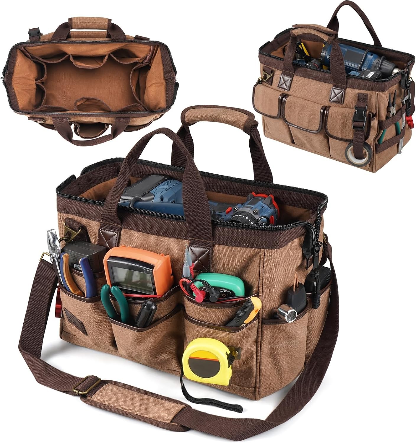 Versatile 14 Inch Tool Organizer – 21 Pocket Canvas Bag with Adjustable Strap