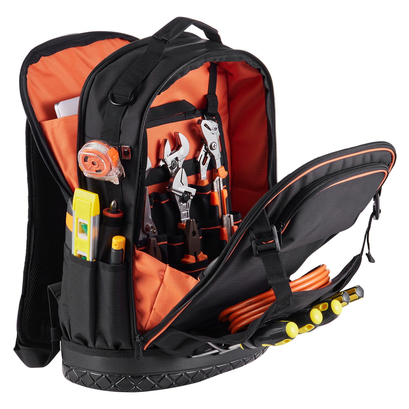 Tool Backpack with Tools 65 Pockets Tear-resistant Jobsite Backpack