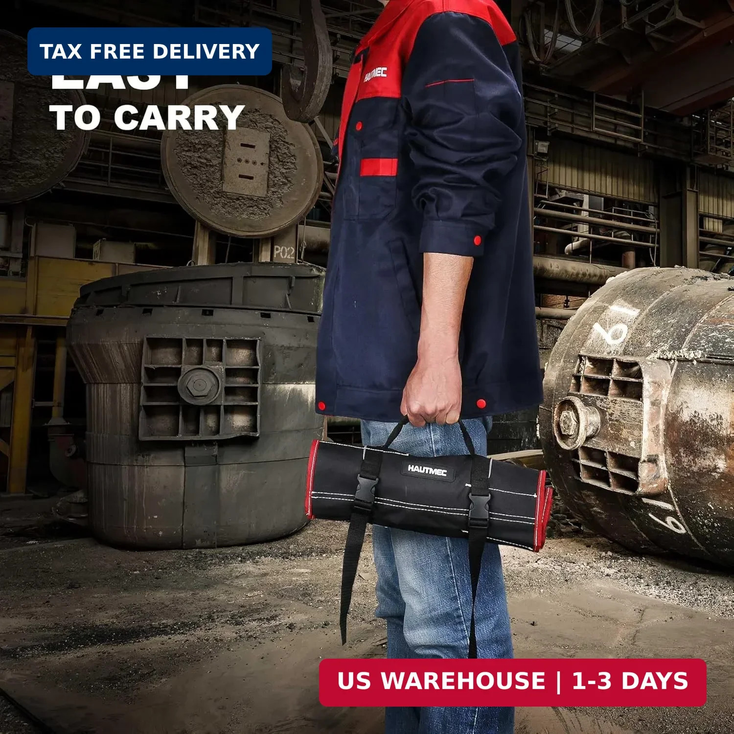 HAUTMEC Tool Roll Bag for for Screwdrivers, 32-Pocket Water-Resistant Roll Up To