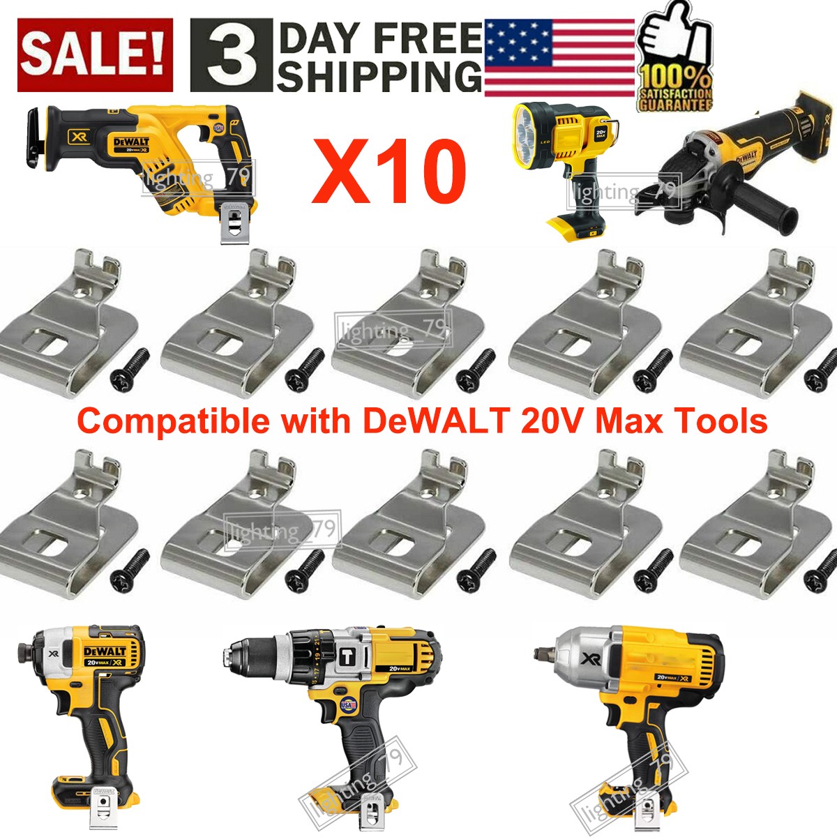 10Pack Belt Clip Hook w/Screw for Dewalt 12V 20V Drill Impact Driver Flashlight@