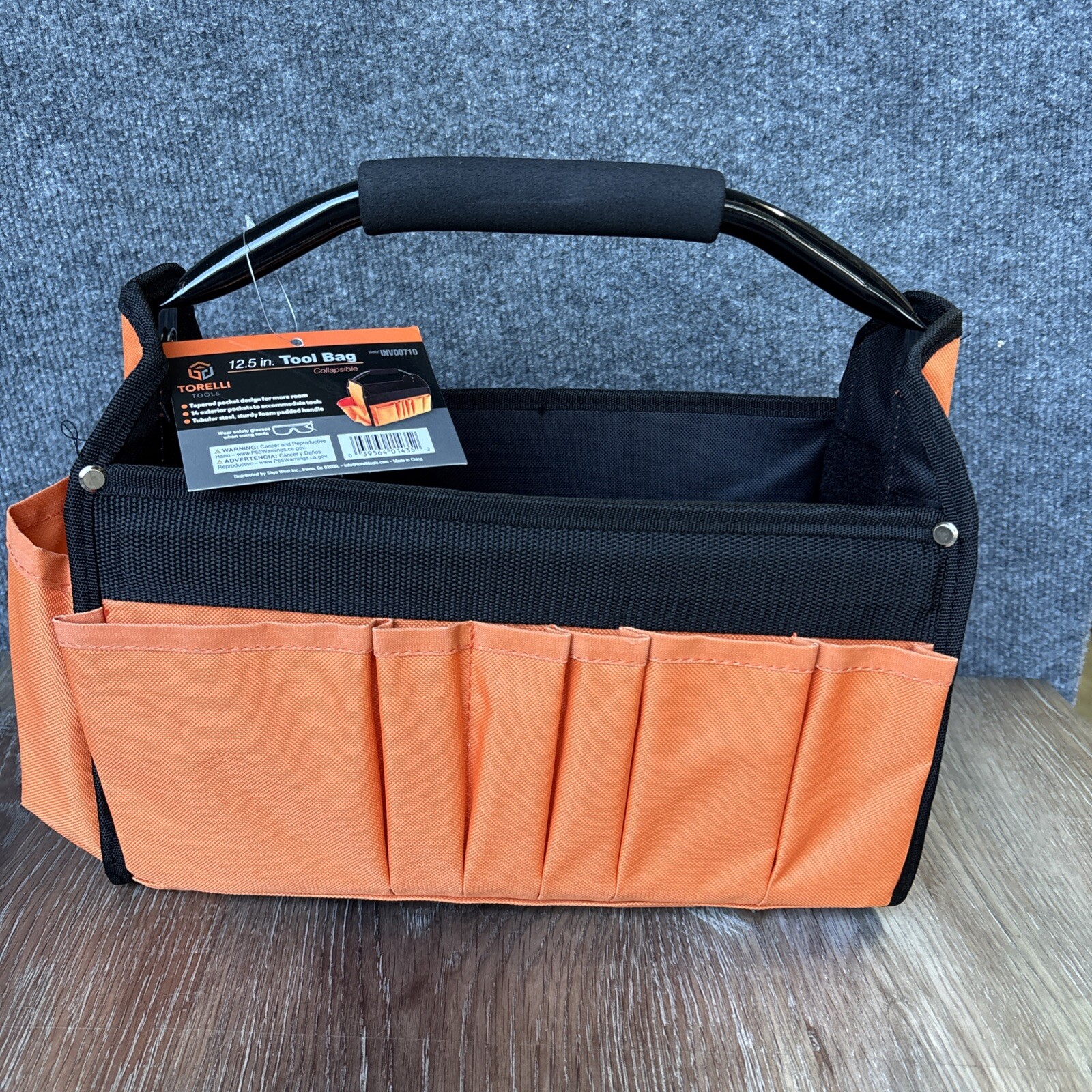 NEW TORELLI 12.5″ Tool Bag 14 Exterior Pockets Collapsible Foam Handle INV00710