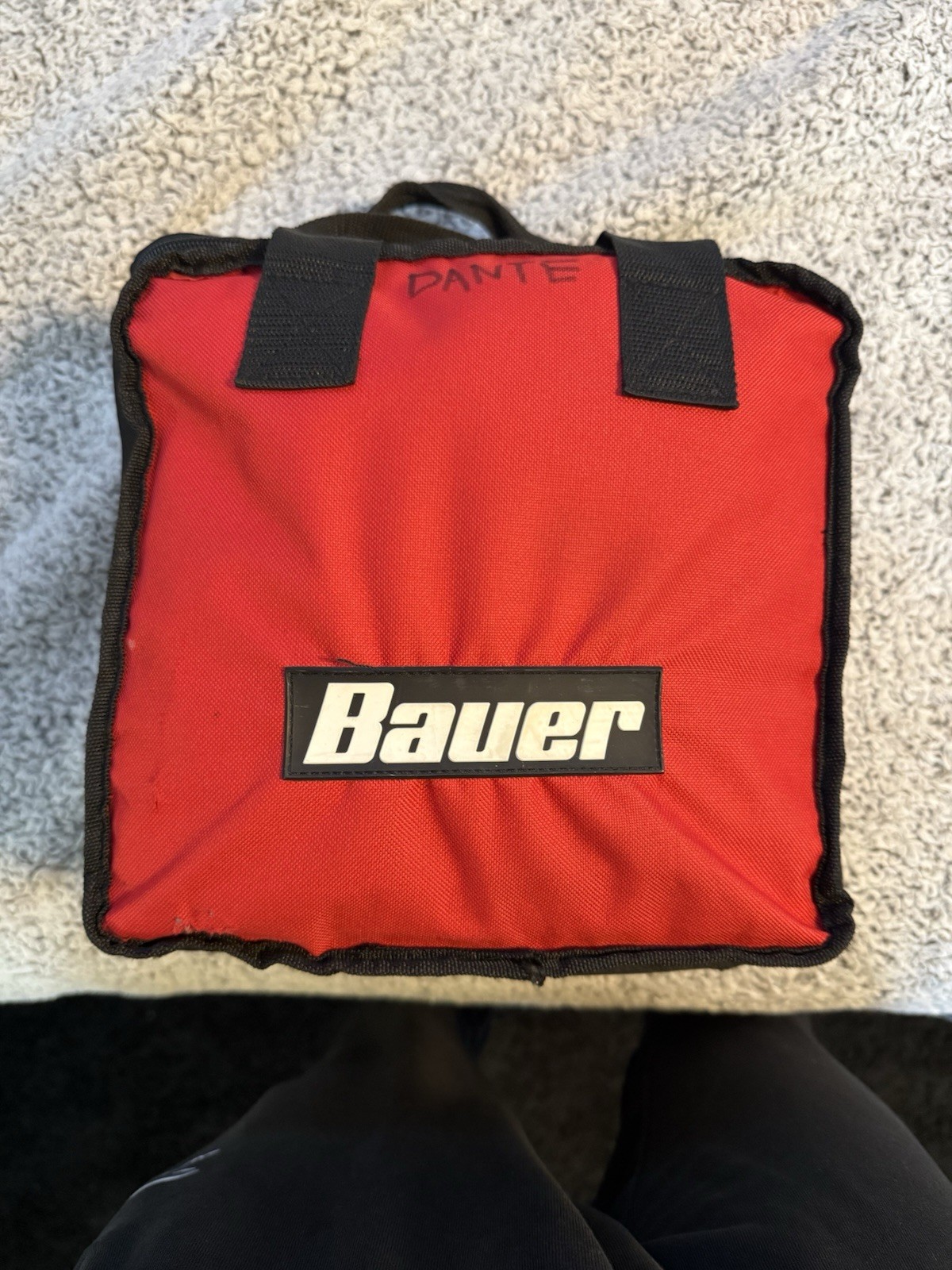 Bauer Tool Bag Zipper top w/ 2 Handles. Black and Red