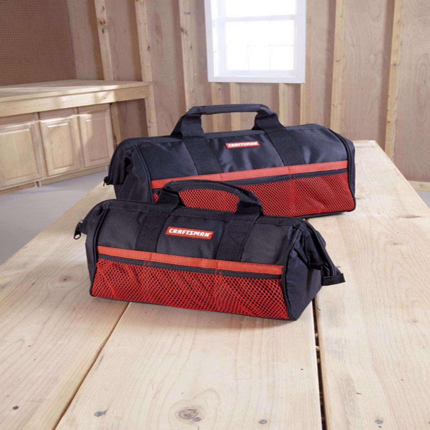 Craftsman Ballistic Nylon Tool Bag Set Black/Red 2 pc. 13″ and 18″ Combination