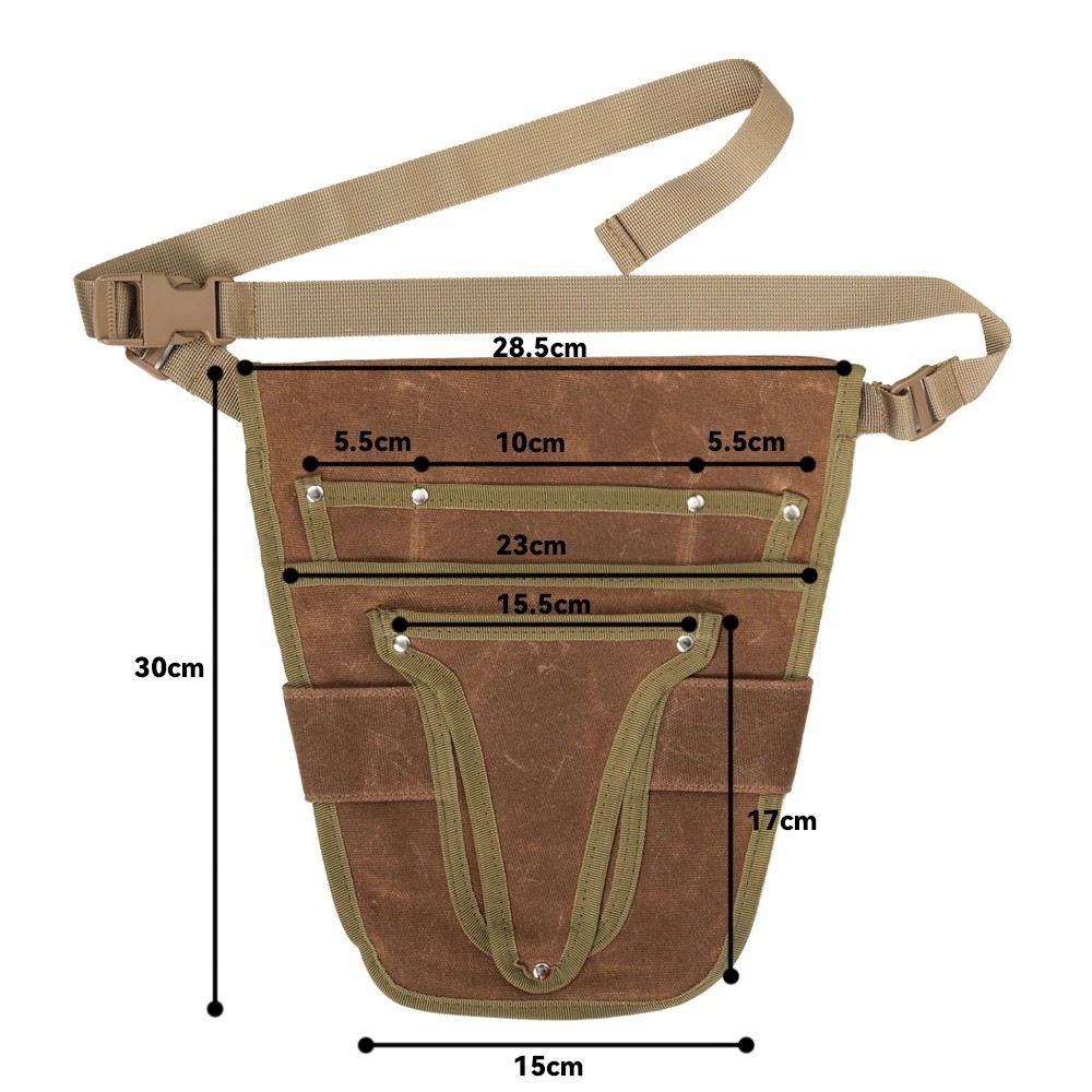 Garden Tool Belt Pouch Waterproof Canvas Multi Pocket Tool Bag
