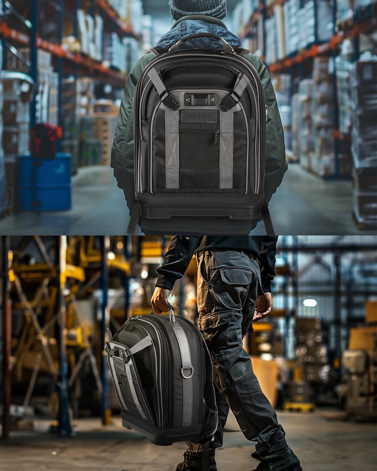 Tool Backpack with Laptop Compartment, X-Large, Grey(with Phone Holder)