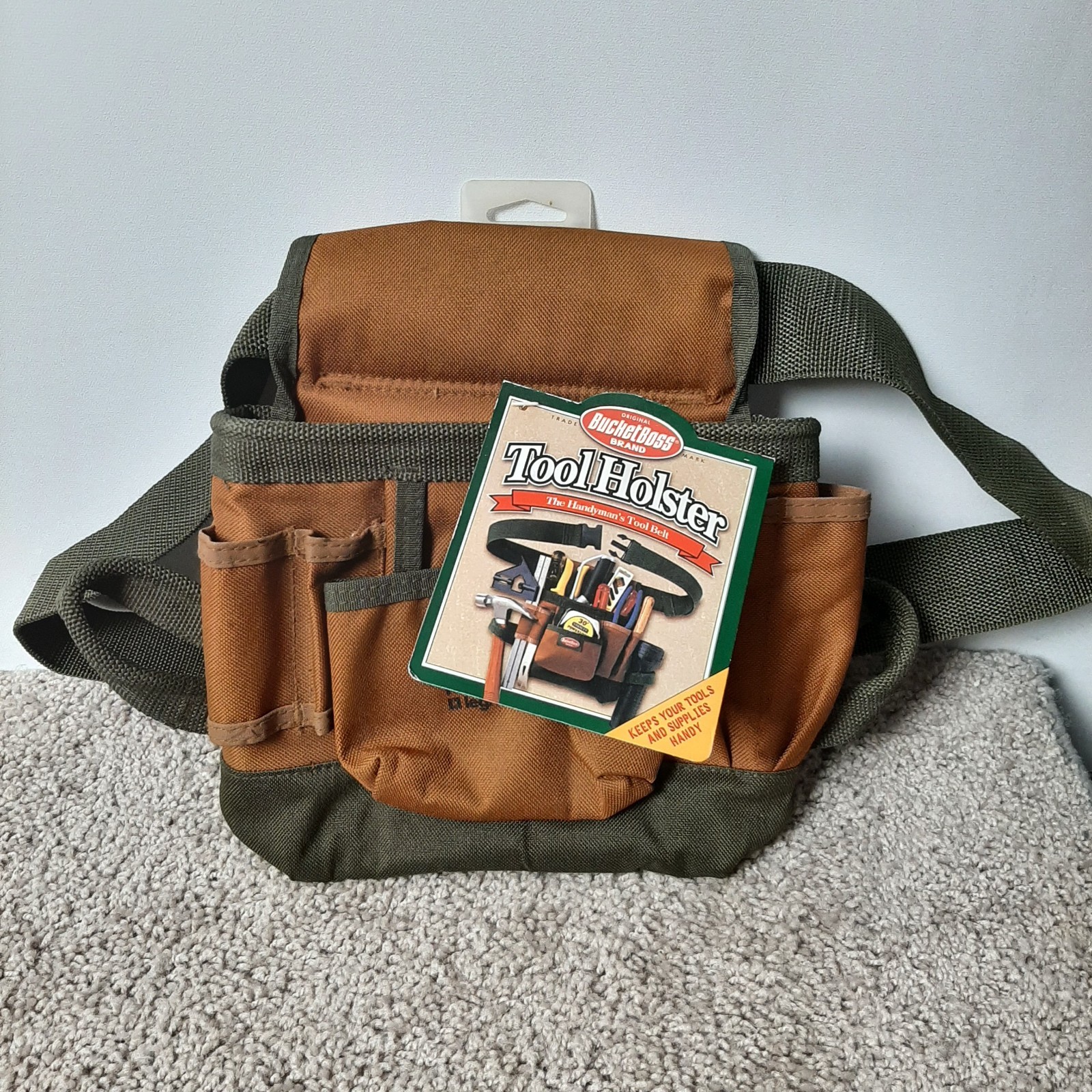 Original Bucket Boss Brand Tool Holster Organizer, Brown Canvas w/ Belt – NEW