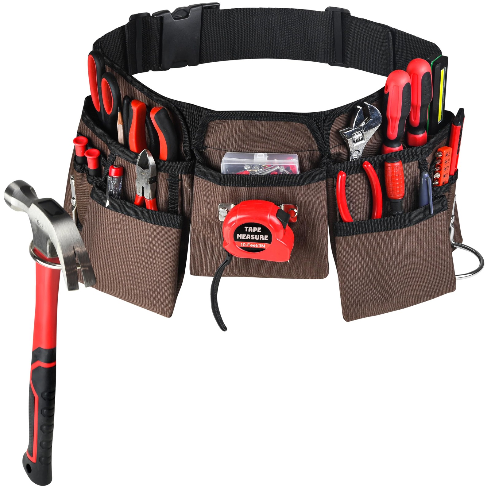 19 Pocket Heavy Duty Construction Tool Belt Work Apron Pouch Quick Release