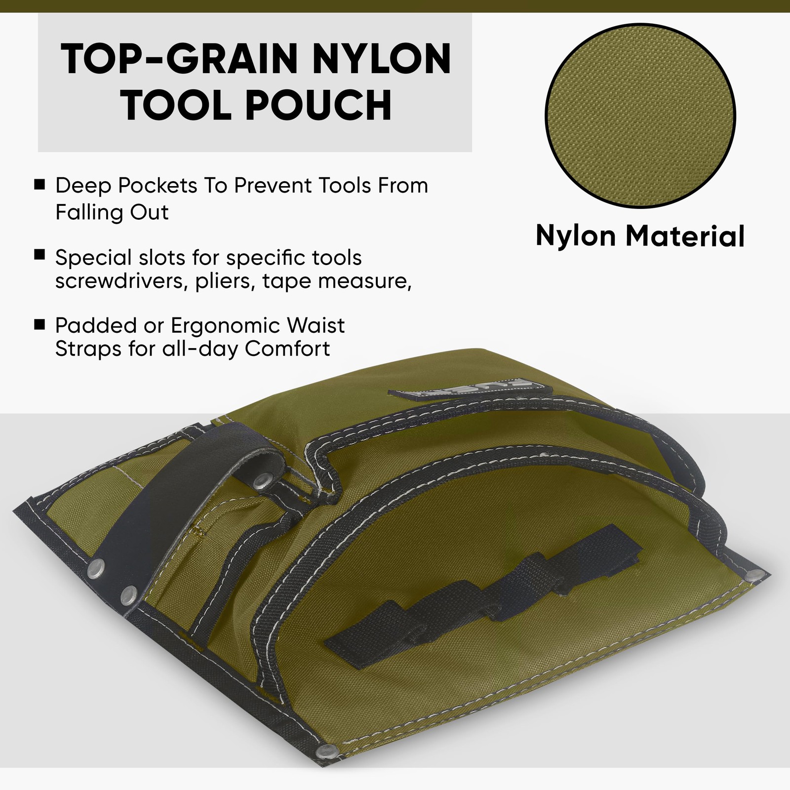 5-Pocket Cordura Single-Side Tool Pouch with Belt, Durable Belt for Adjustabl…