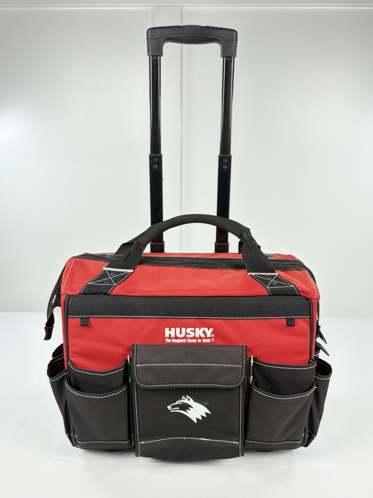 Husky 18″ Rolling Tool Bag Tote Wheeled Organizer Heavy Duty Red Black 18 In