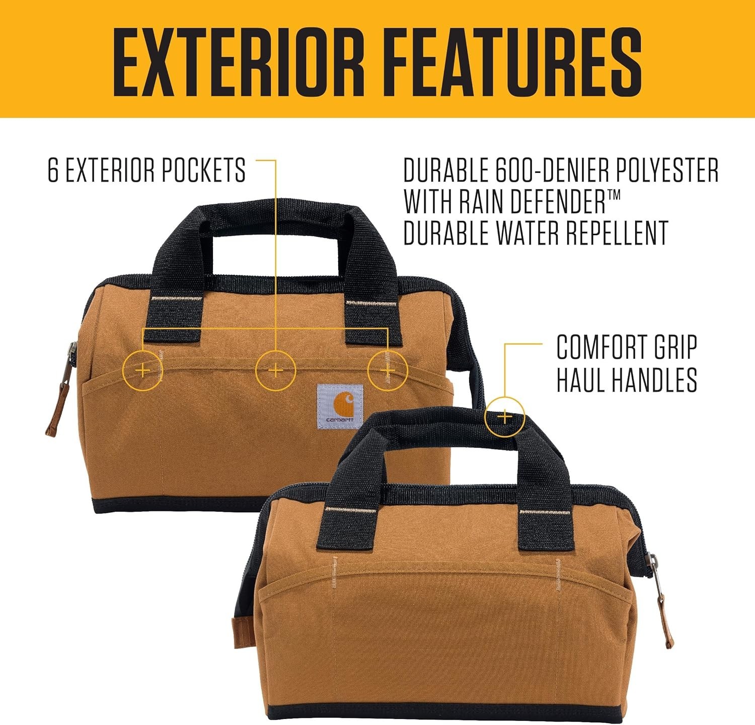 Brown Utility Tool Bag, 13-Inch | 15 Pockets, Lightweight and Water-Repellent