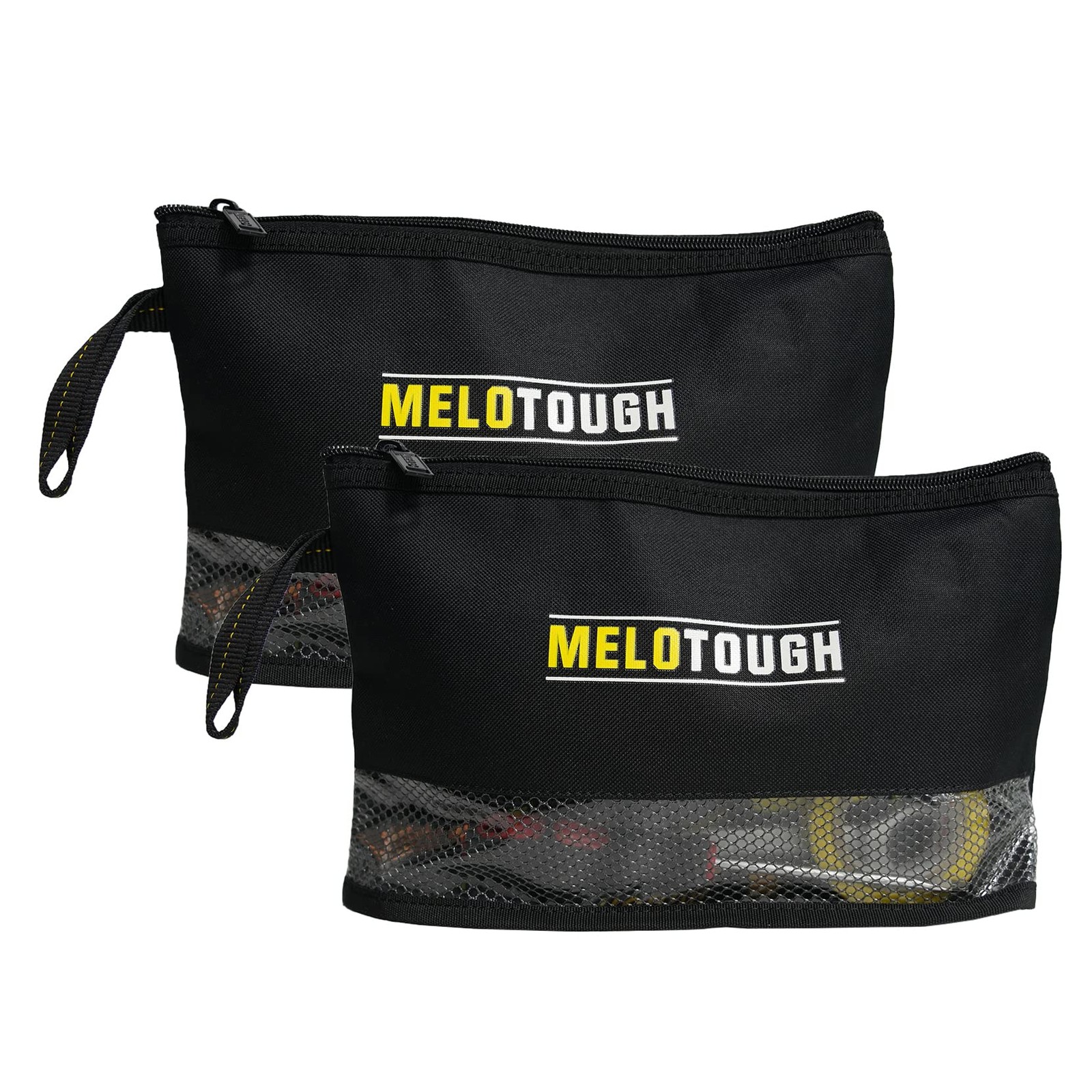 Heavy Duty Zipper Tool Pouch Organizer 2 Pack Black 12 x 2.5 x 7 Inch
