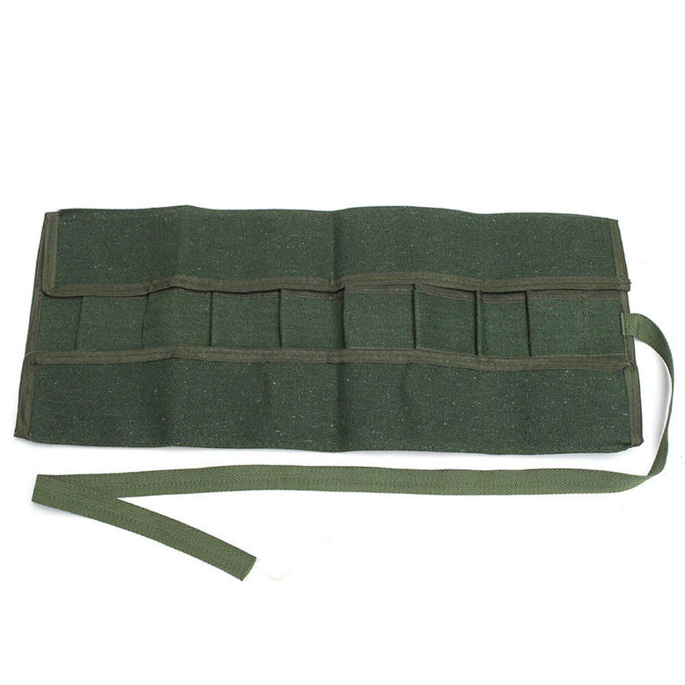 10 Pockets Canvas Spanner Wrench Tool Roll Up Storage bag Organizer Pouches AJ#