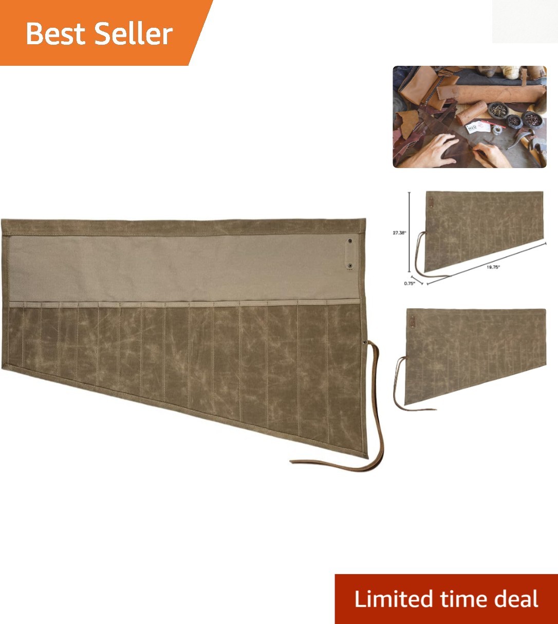 Durable Wrench Tool Roll with 15 Pockets – Handmade for Craftsmen & DIYers