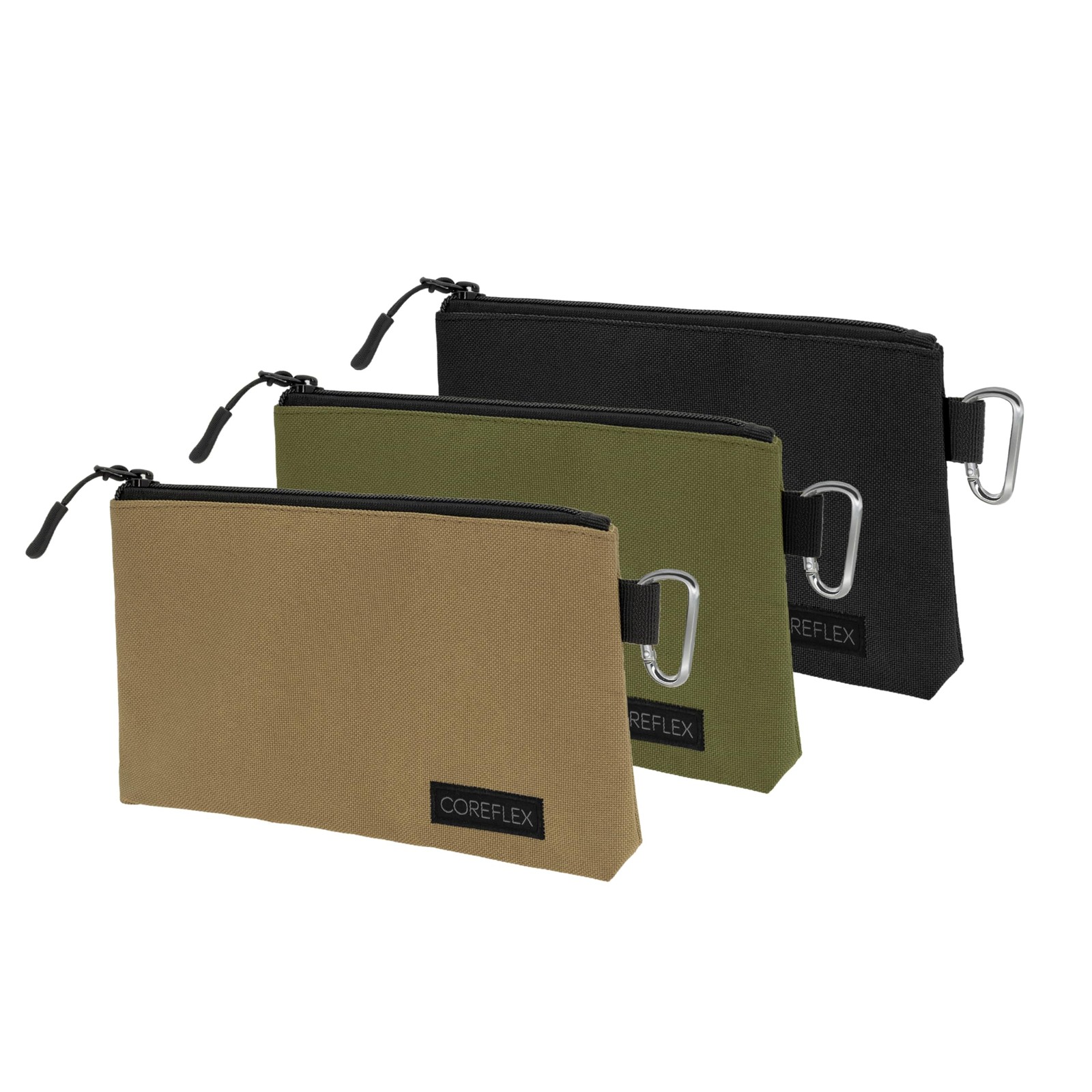 COREFLEX Premium Tool Pouch Zipper Bag, Small 3 pack 8inch Khaki