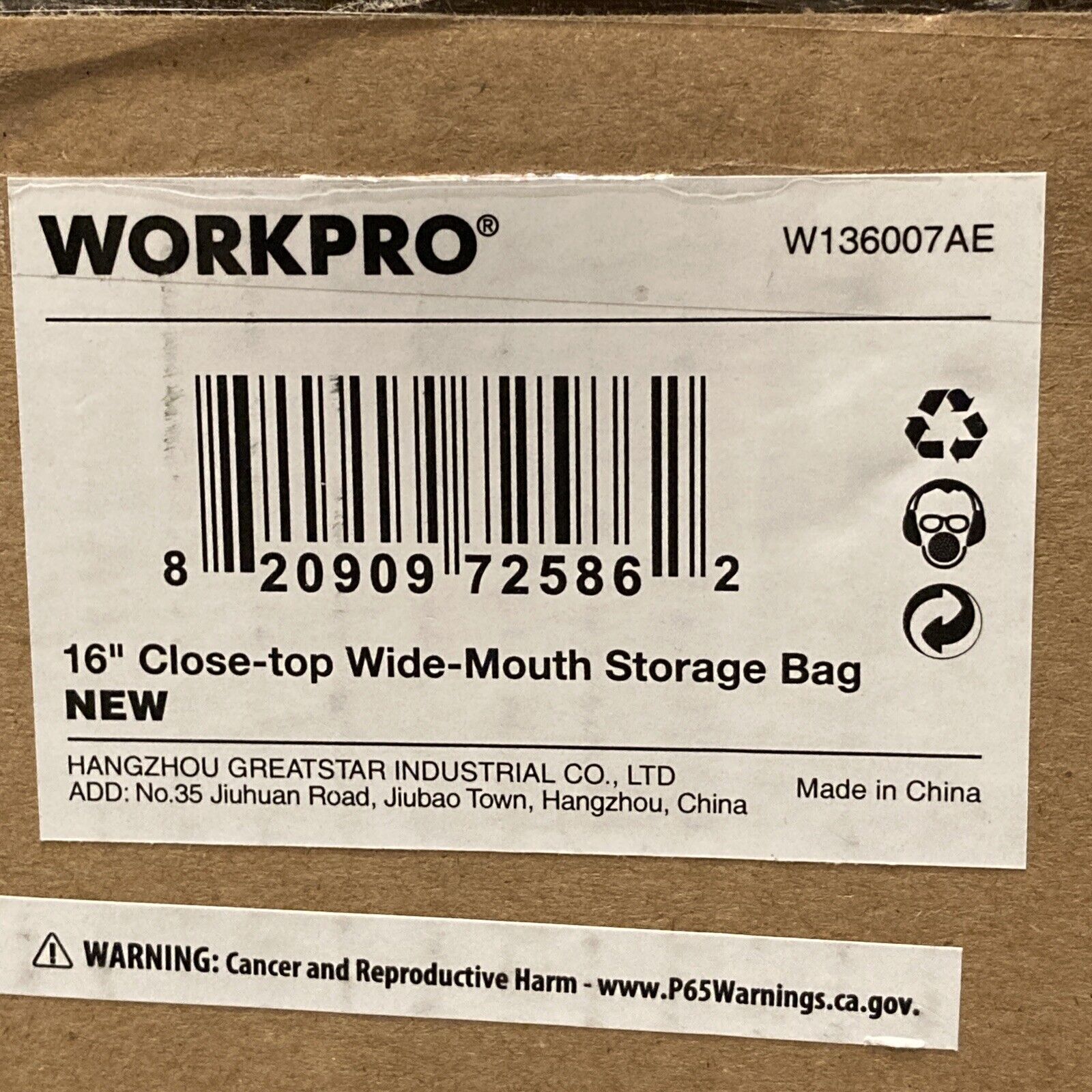 Workpro FBA_W136007A 16-inch Tool Bag Black Blue Storage Wide Opening