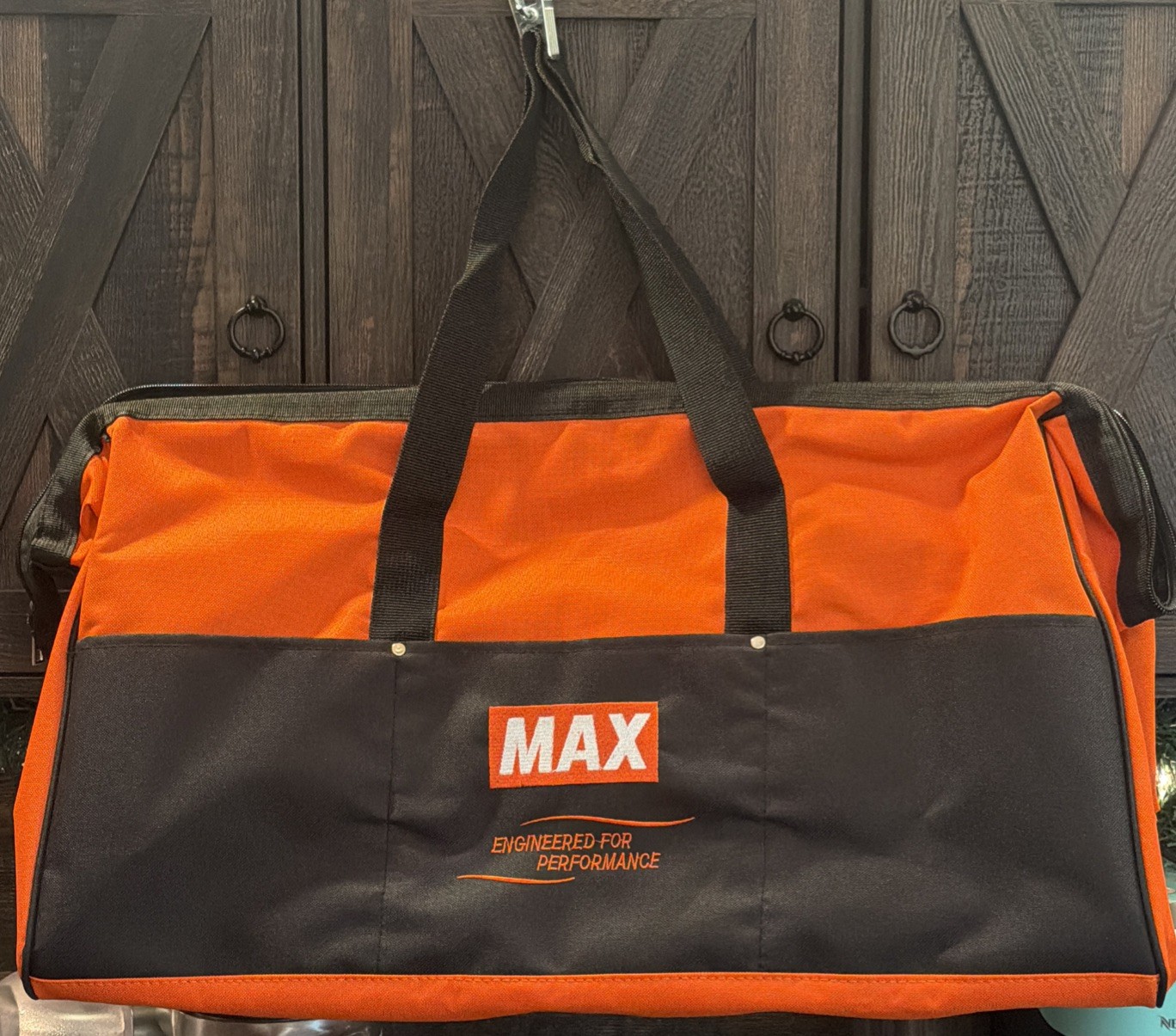 MAX Built For Performance Large Tool Duffel Bag 23.5 x 13.5 x 9” Orange Black