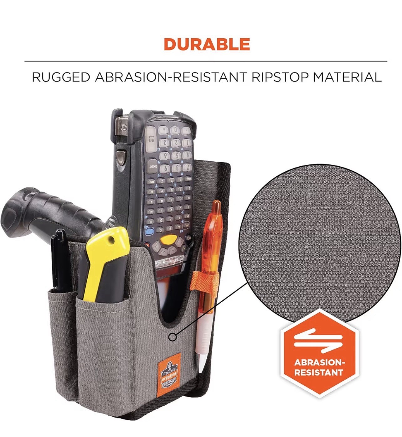 Utility Holster Pouch For Barcode Scanners Large Gray Durable Abrasion Resistant