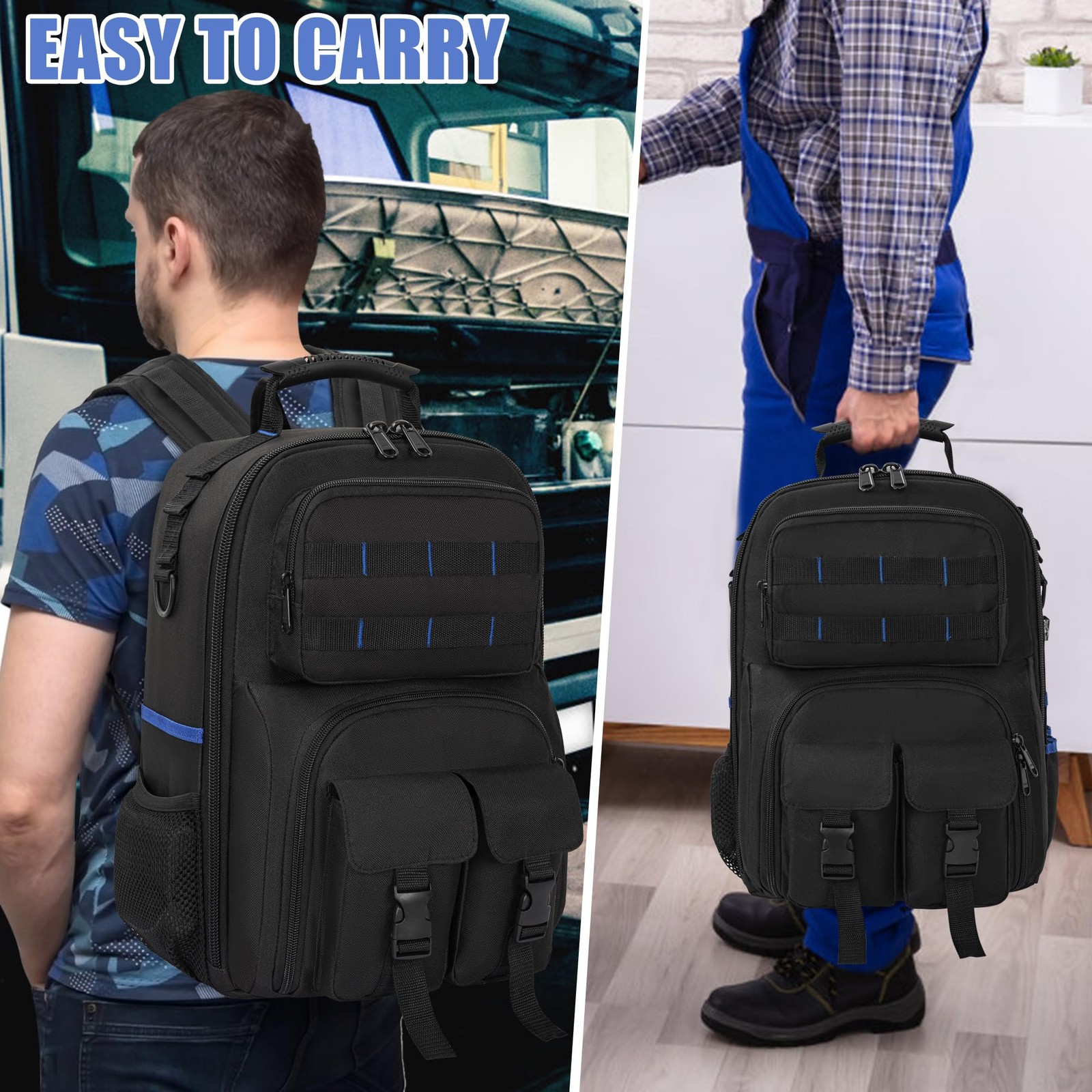 LASUK Tool Backpack for Men with Removable Tool Organizer