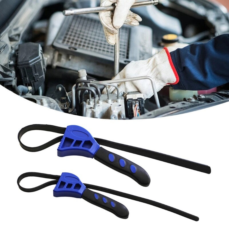Pack Of 2 Adjustable Rubber Strap Wrenches For Plumbing And Automotive Use