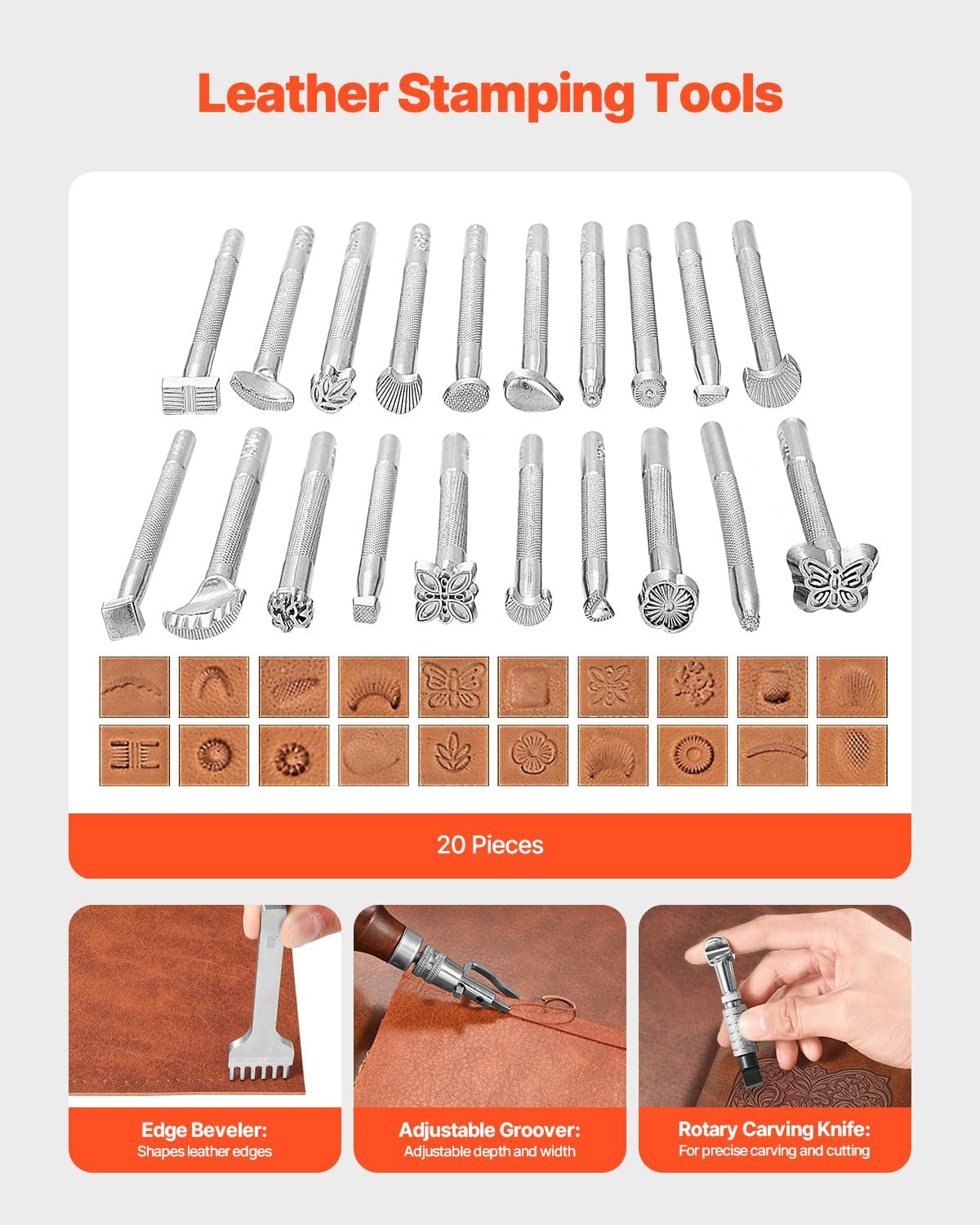 VEVOR Leather Working Tools Kit, 92 PCS with Portable Leather Storage Bag, Engra