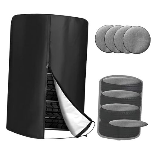 Tire Cover with 4 Felt Pads, Waterproof 420D Oxford Spare Tire 1pcs with Pads