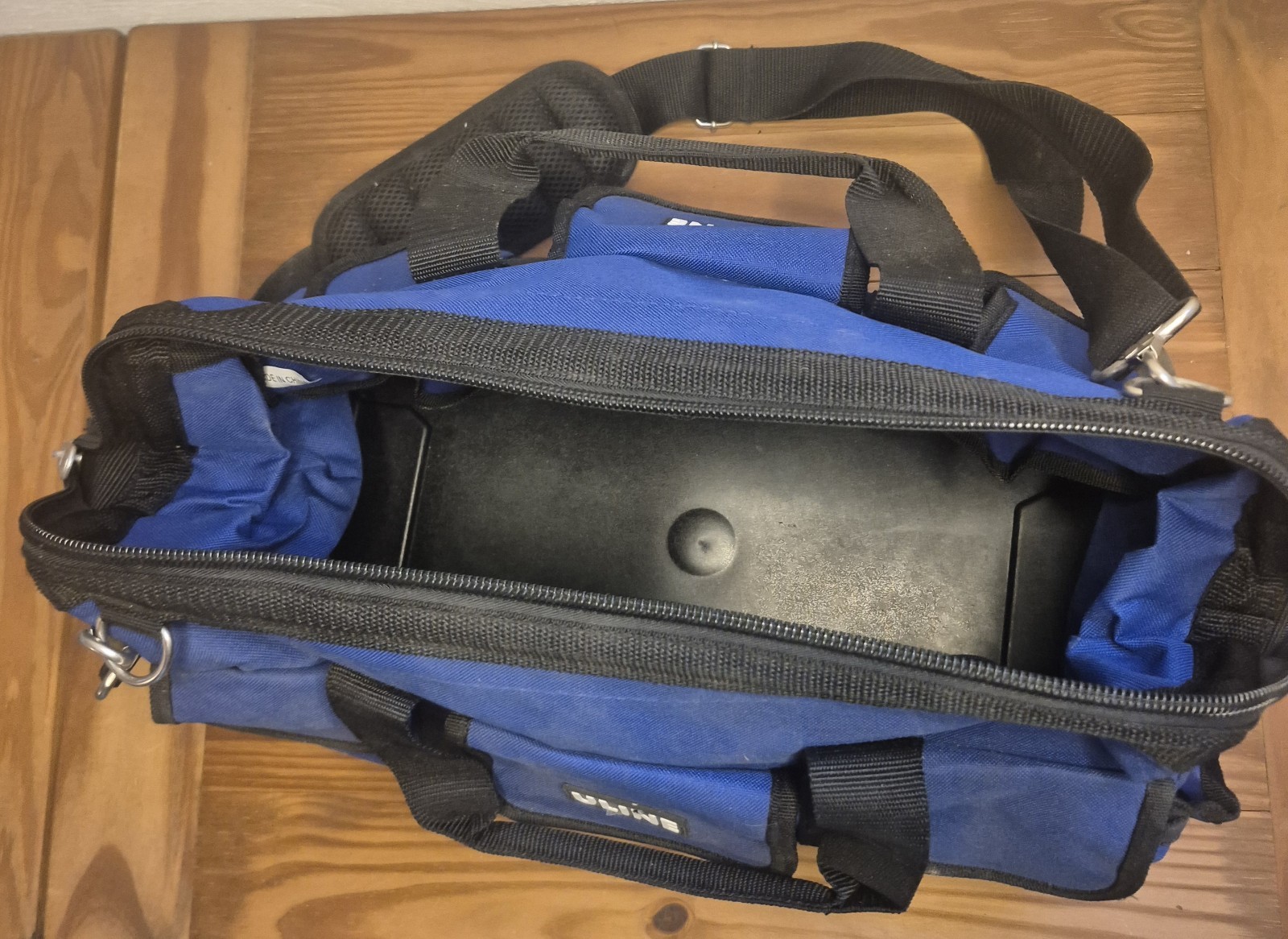Uline Heavyweight Polyester Rigid Plastic Bottom Tool Bag Light Use/w Strap