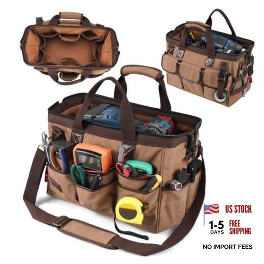 14 Inch Portable Electrician Tool Bag 21 Pockets – Heavy Duty 16OZ Canvas